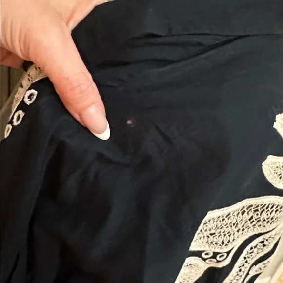 Anthro Embroidered Black Cover Up Dress Cotton Oversized Boho Beach - Picture 16 of 16